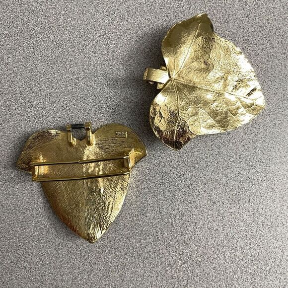 Mimi Di N Leaf Belt Buckle Gold-Tone Statement Vintage 1981s "Fits 2in Belt" - Picture 4 of 8